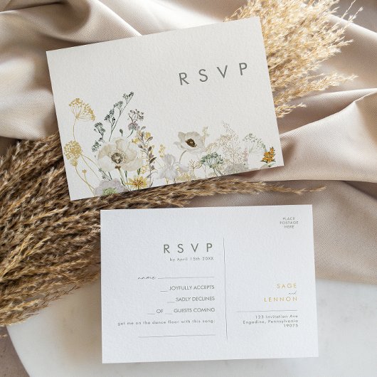 Whimsistische Wildblume Ivory Song Anfrage RSVP-Ka Postkarte