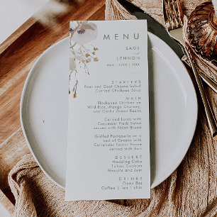 Whimsistische Wildblume   Ivory Wedding Dinner Men Menükarte