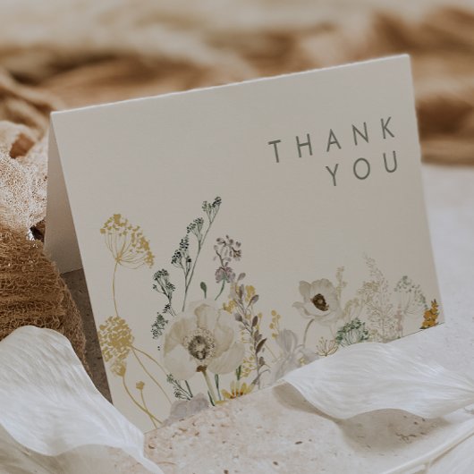 Whimsistische Wildblume | Meadow Ivory Danke-Karte Dankeskarte
