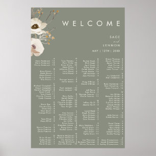 Whimsistische Wildblume Platz Alphabetische Sitz Poster