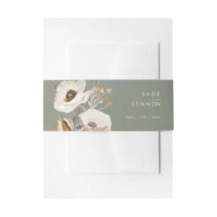 Whimsistische Wildblume   Sage Green Einladungsbanderole
