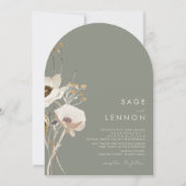 Whimsistische Wildblume | Sage Green Wedding Arch Einladung (Vorderseite)