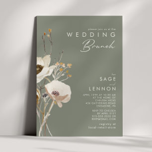 Whimsistische Wildblume   Sage Green Wedding Brunc Einladung