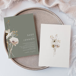 Whimsistische Wildblume | Sage Green Wedding Einladung
