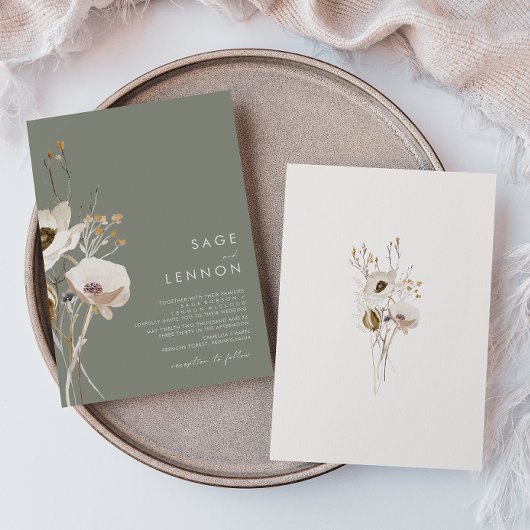 Whimsistische Wildblume | Sage Green Wedding Einladung