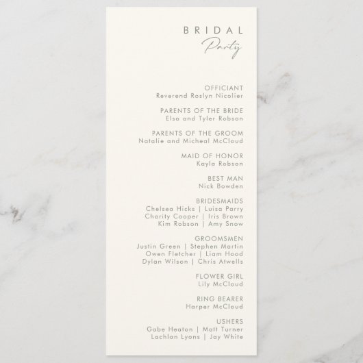 Whimsistische Wildblume | Sage Green Wedding Progr Programm (Rückseite)