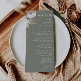 Whimsistische Wildblume | Sage Green Wedning Dinne Menükarte