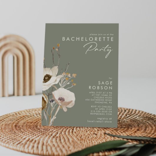 Whimsistische Wildblume | Sage Junggeselinnen-Absc Einladung