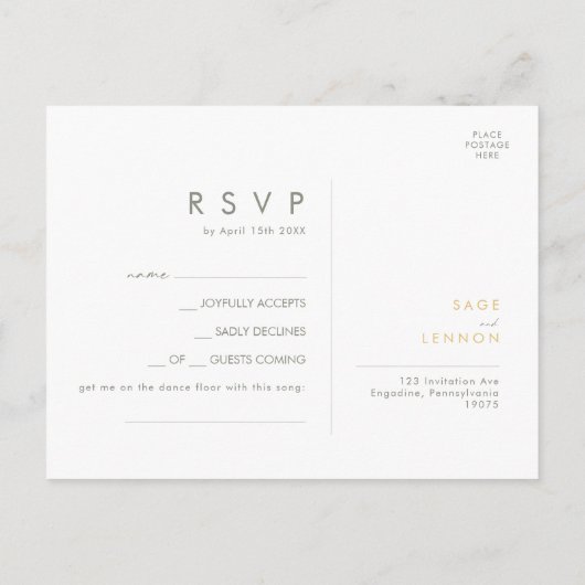 Whimsistische Wildblume | Sage Song Request RSVP C Postkarte (Rückseite)