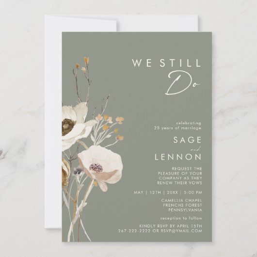 Whimsistische Wildblume | Sage We Do Renewal Einladung (Vorderseite)