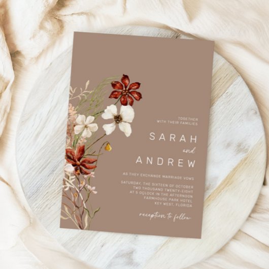 Whimsistische Wildblume | Trockene Blume Hochzeit Einladung