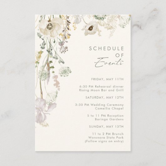 Whimsistische Wildblume | Veranstaltungskalender f Begleitkarte (Vorderseite)