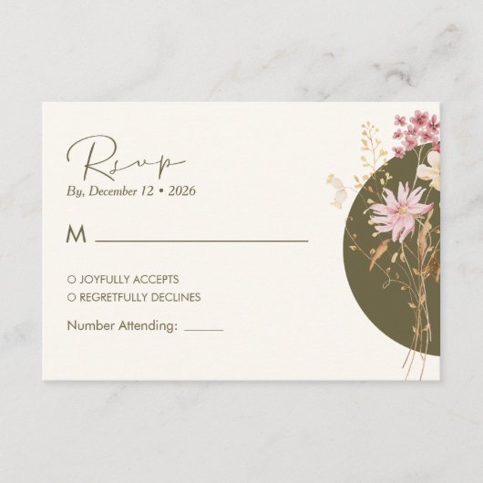 Whimsistische Wildblumen Frühjahr Sommer Herbst UA Begleitkarte (Vorderseite)