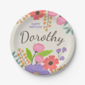 Whimsistische Wildblumen Papier Teller mit Individ (Vorderseite)