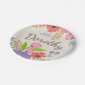 Whimsistische Wildblumen Papier Teller mit Individ (Schrägansicht)