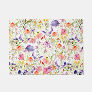 Whimsistische Wildblumen | Wasserfarbe Fußmatte