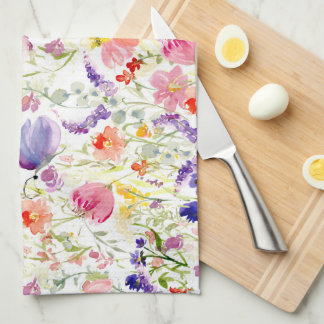Whimsistische Wildblumen | Wasserfarbe Geschirrtuch
