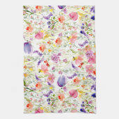 Whimsistische Wildblumen | Wasserfarbe Geschirrtuch (Vertikal)