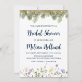 Whimsistische Wildblumen WinterBrautparty Einladung (Vorderseite)