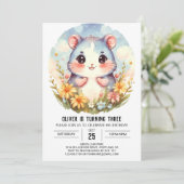 Whimsistisches bearbeitbares Hamster zum Geburtsta Einladung (Stehend Vorderseite)