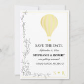 Whimsitic Rustic Golden Hot Air Ballon Save The Date (Vorderseite)