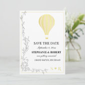 Whimsitic Rustic Golden Hot Air Ballon Save The Date (Stehend Vorderseite)