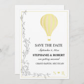 Whimsitic Rustic Golden Hot Air Ballon Save The Date (Vorne/Hinten)