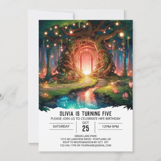 Whimsy Adorable Woodland Digital Geburtstag Einladung (Vorderseite)