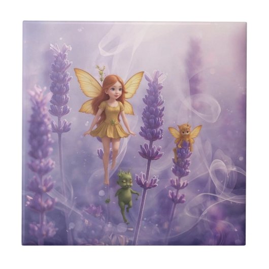 Whimsy Among the Purple Blooms Fliese (Vorderseite)