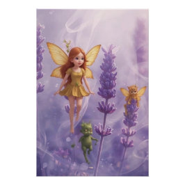 Whimsy Among the Purple Blooms Poster