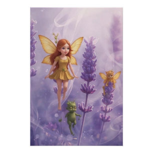 Whimsy Among the Purple Blooms Poster
