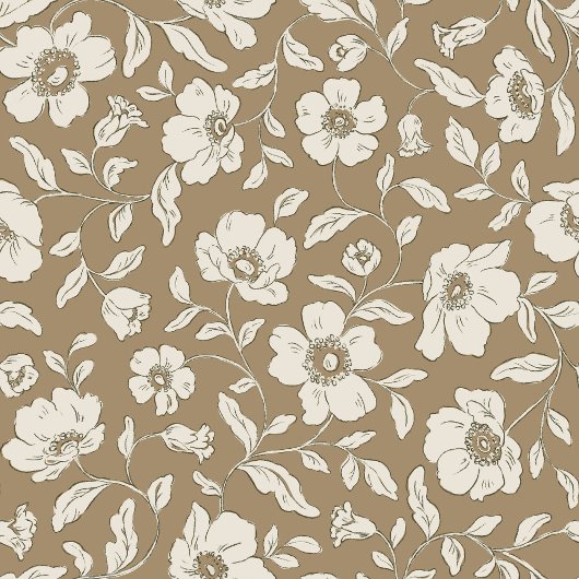 Whimsy Anemones Brown Wrapping Paper Geschenkpapier