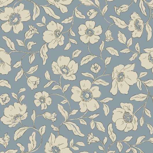 Whimsy Anemones Dusty Blue Wrapping Paper Geschenkpapier
