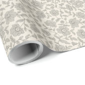 Whimsy Anemones Soft Gray Wrapping Paper Geschenkpapier (Rolleneckpunkt)