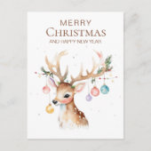 Whimsy Aquarellrücker mit Weihnachtsschmuck Postkarte (Vorderseite)