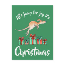 Whimsy Art Kangaroo Jump Weihnachtspostkarte