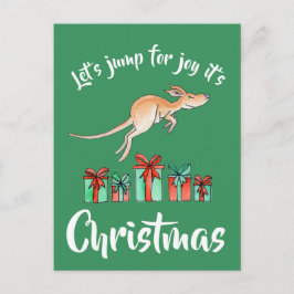 Whimsy Art Kangaroo Jump Weihnachtspostkarte Feiertagspostkarte