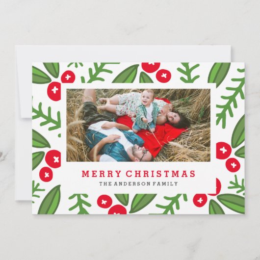 Whimsy Berries Holiday Foto Card Feiertagskarte (Vorderseite)