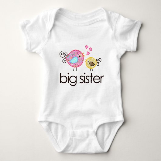 Whimsy Birds Big Sister T - Shirt Ankündigung (Vorderseite)