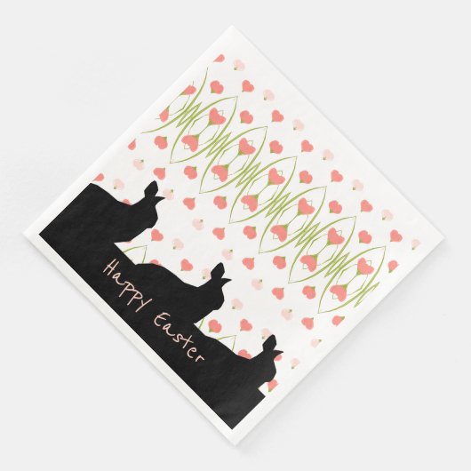 Whimsy Black Bunny Silhouette Serviette (Ecke)
