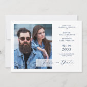 Whimsy Bliss Blue Jeans Inspired Photo QR Save The Date (Vorderseite)