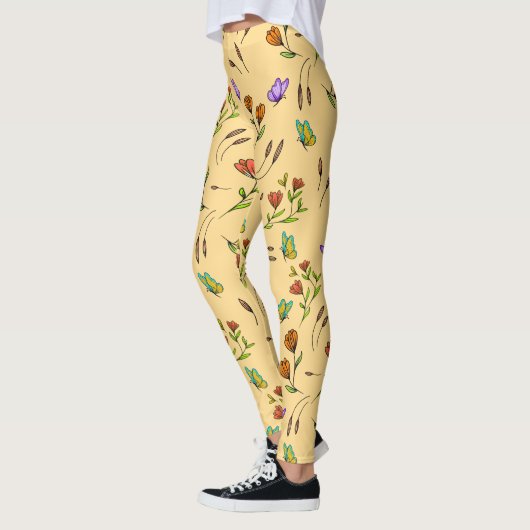 Whimsy Bloom Floral Butterfly Pattern Leggings (Links)