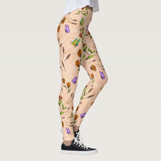 Whimsy Bloom Floral Butterfly Pattern Leggings (Rechts)