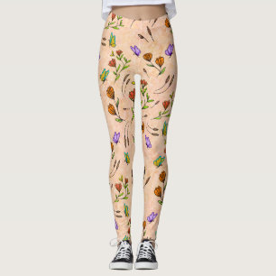 Whimsy Bloom Floral Schmetterlingsmuster Leggings