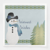 Whimsy Blue Accented Snowman Serviette (Vorderseite)