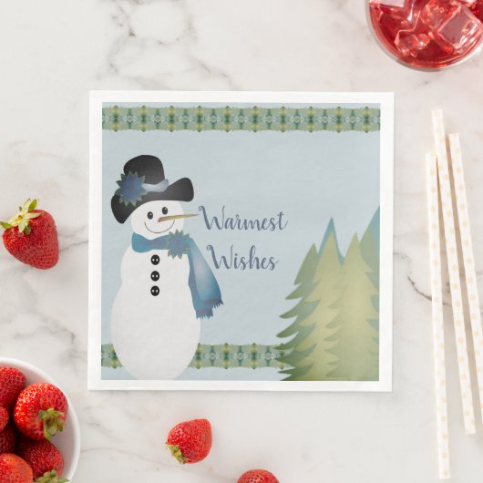Whimsy Blue Accented Snowman Serviette (Beispiel)