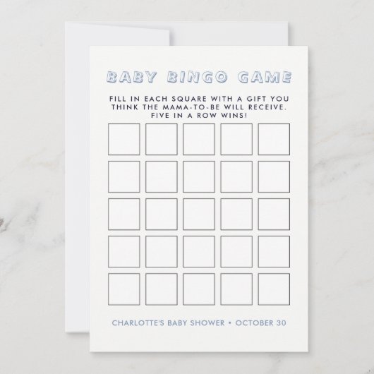 Whimsy Blue Elephant | Baby Shooter Bingo Game Einladung (Vorderseite)