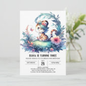 Whimsy Boho Tiger Birthday Einladung (Stehend Vorderseite)
