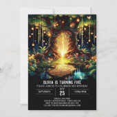 Whimsy Bright Woodland Digital Geburtstag Einladung (Vorderseite)