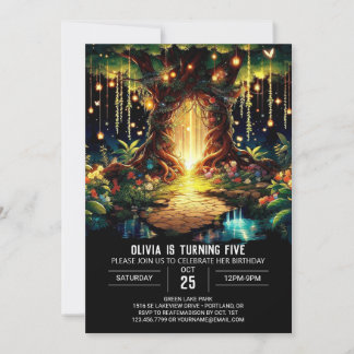 Whimsy Bright Woodland Digital Geburtstag Einladung